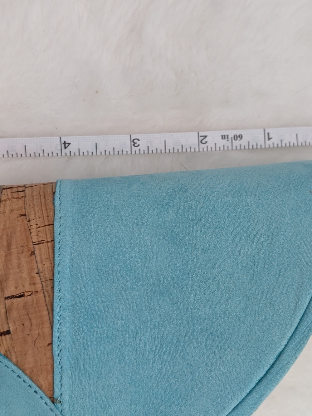 NWOT BCBGeneration "Rexx" Blue Suede Open-Toe Cork Wedge Slide Sz 8.5 - Picture 11 of 11